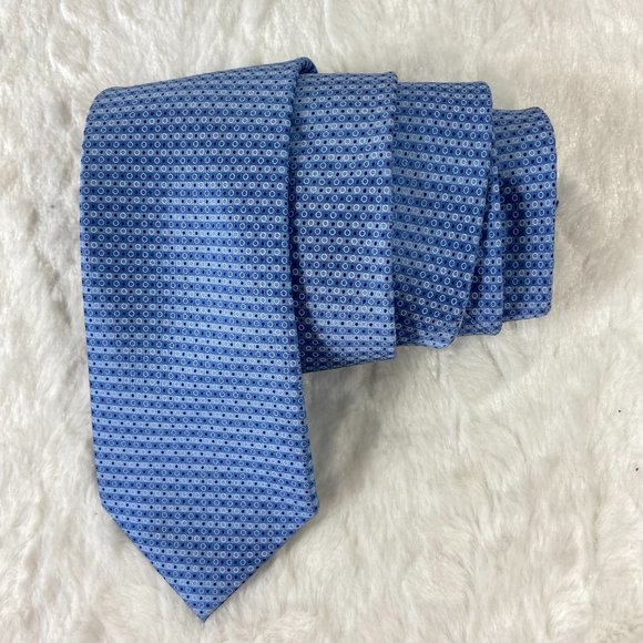 Kenneth Cole Reaction Men's Modern Pindot Slim Neck Tie in Blue 100% Silk - Picture 2 of 5